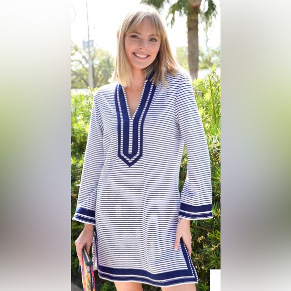 NWT cabana Life navy stripe terry tunic. UPF 50+ - Picture 6 of 9